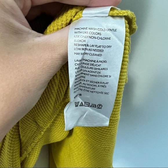 Anthropologie Maeve Samina Thermal Babydoll Long Sleeve Top Yellow - Picture 12 of 13